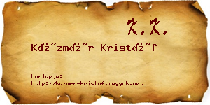 Kázmér Kristóf névjegykártya